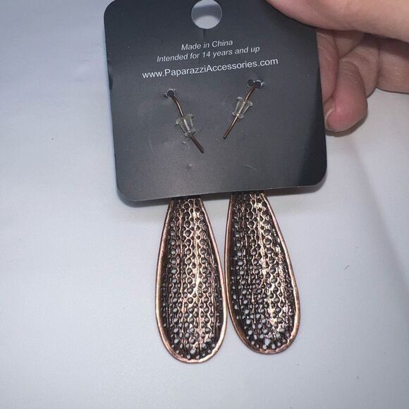Paparazzi Copper Weave Oval Drop Earrings - Picture 6 of 6